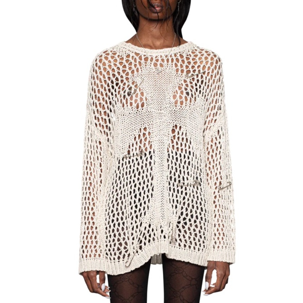Racer Worldwide Beige Cross Net Sweater Sweater - Size Large - Perfect condition